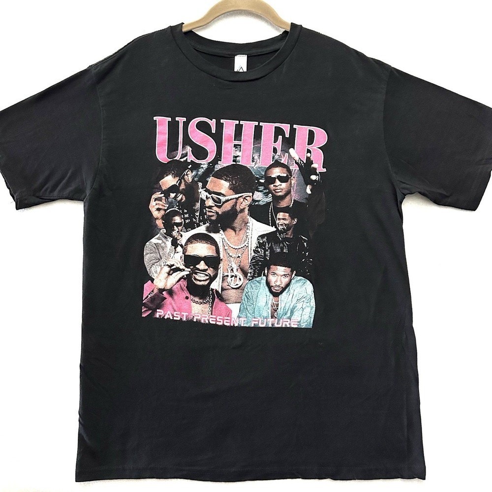 Usher Past Present Future Tour T-Shirt L Large Double Sided Dates Concert Merch